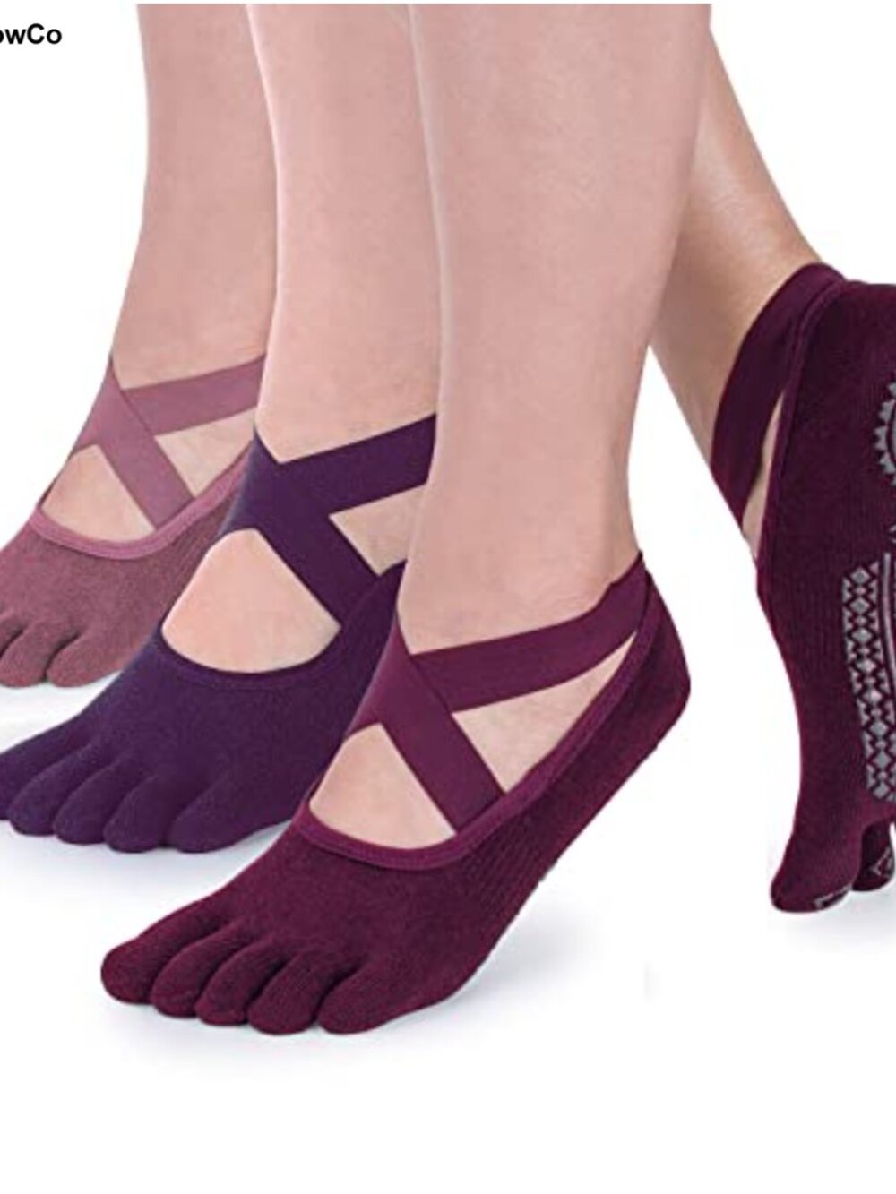 Ozaiic Women's Pilates Yoga Socks Non Slip Grip Five Toe Barre Socks